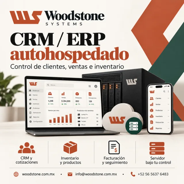 CRM y ERP autohospedado para clientes, ventas e inventario